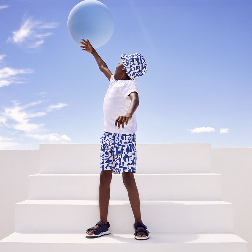 Bermuda met Mykonos-print voor jongen 