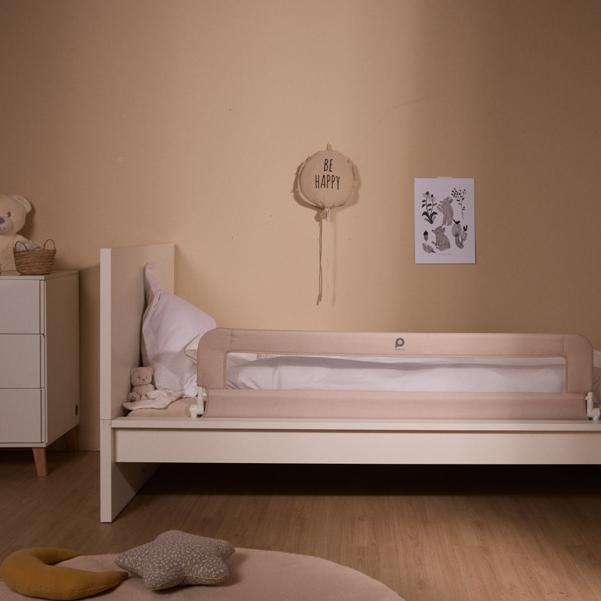 Barrière de lit filet avec poche 150 cm beige 