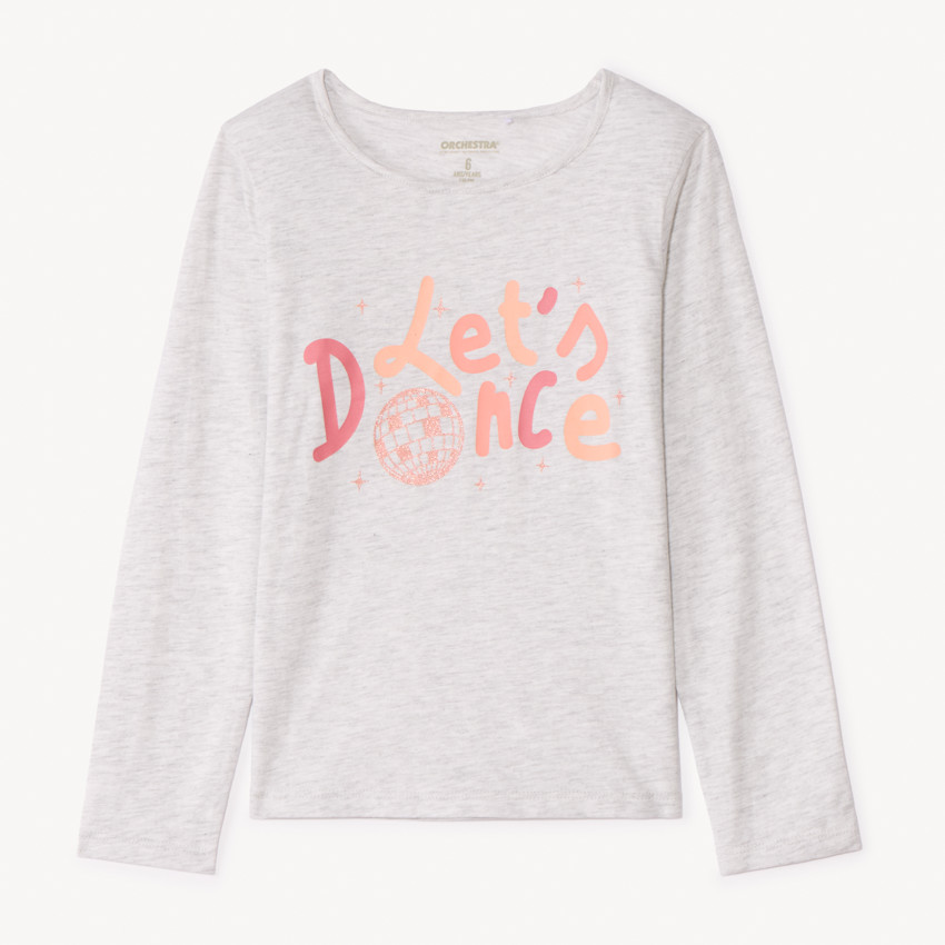 T-shirt manches longues printé à paillettes pour fille 