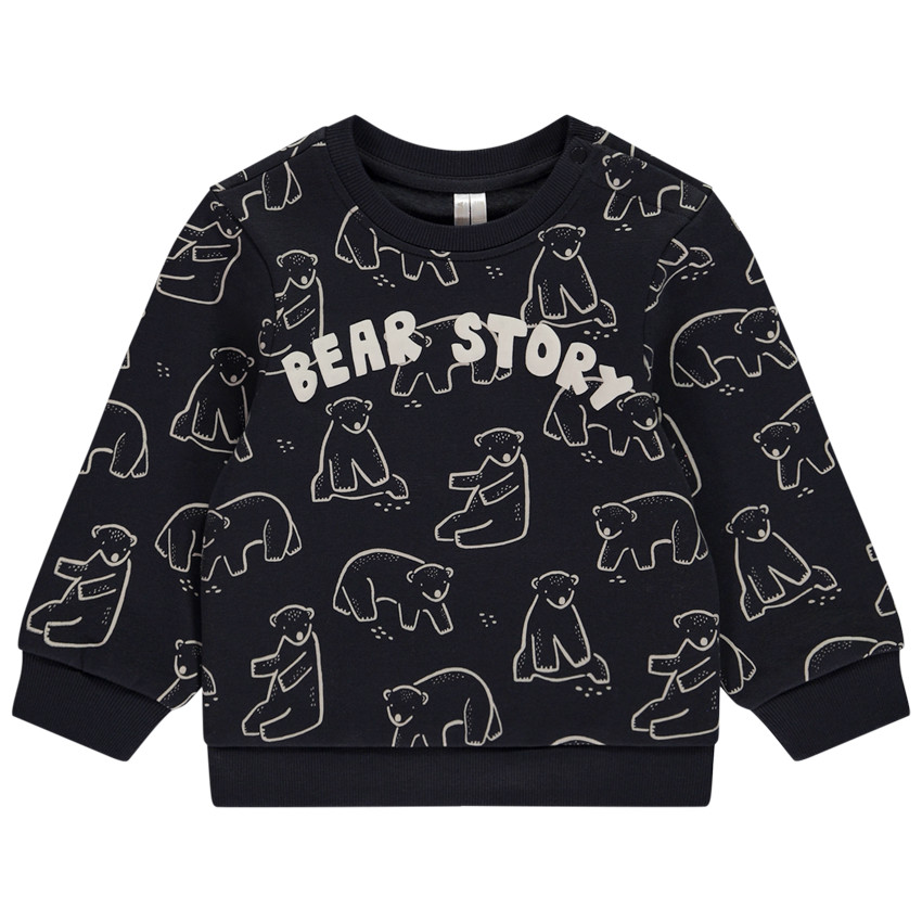 Sweatshirt met lange mouwen in fleece en fantasieprint voor baby jongen 