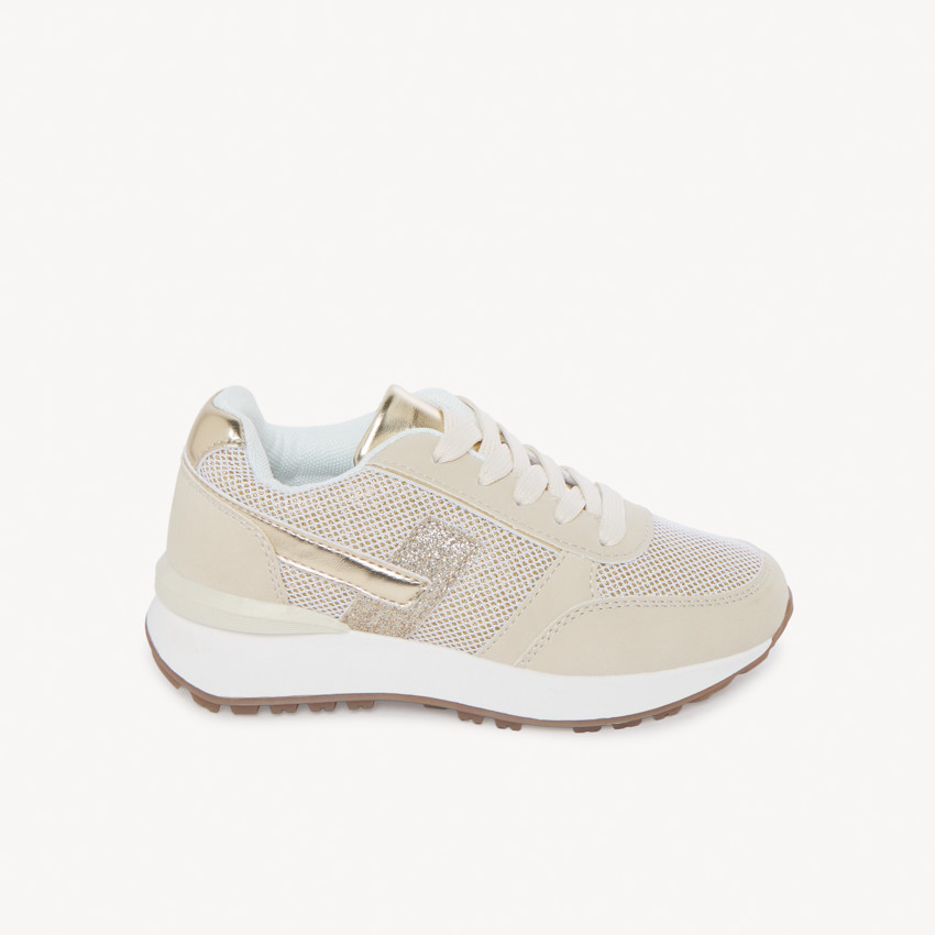 Sneakers étincelantes à touches dorés pour fille 