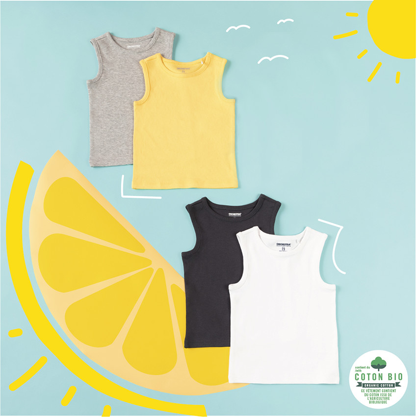 Lot de 2 débardeurs en coton unis pour bébé garçon 