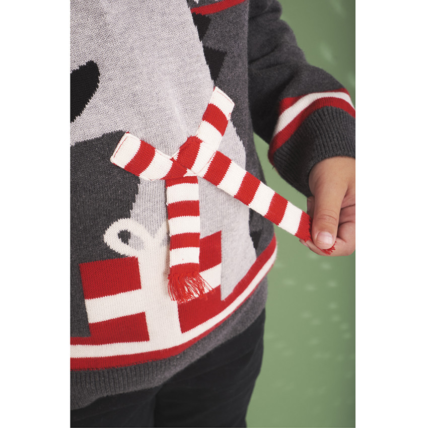 Pull de Noël en tricot dinosaure fantaisie pour garçon 