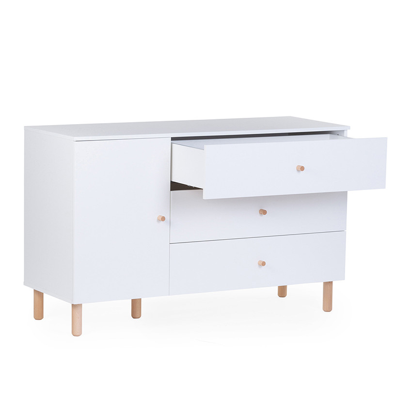 Commode à langer avec placard et 3 tiroirs Wonder White 
