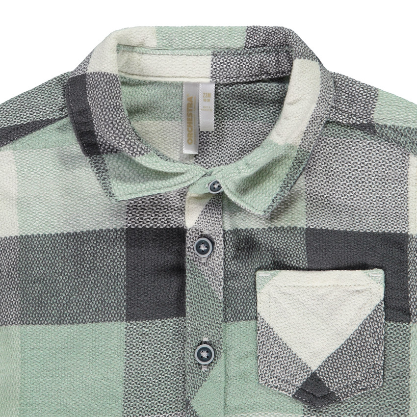 Baby jongens hemd met lange mouwen en ruitjes 