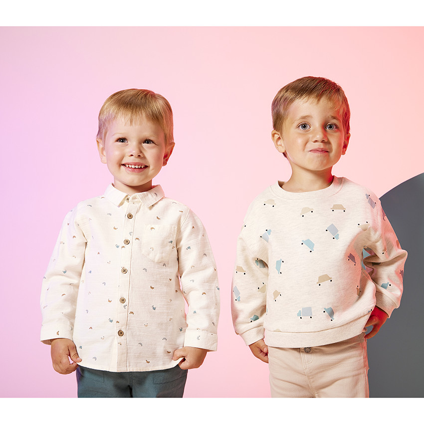 Hemd lange mouwen met voertuigenprint voor baby jongen 