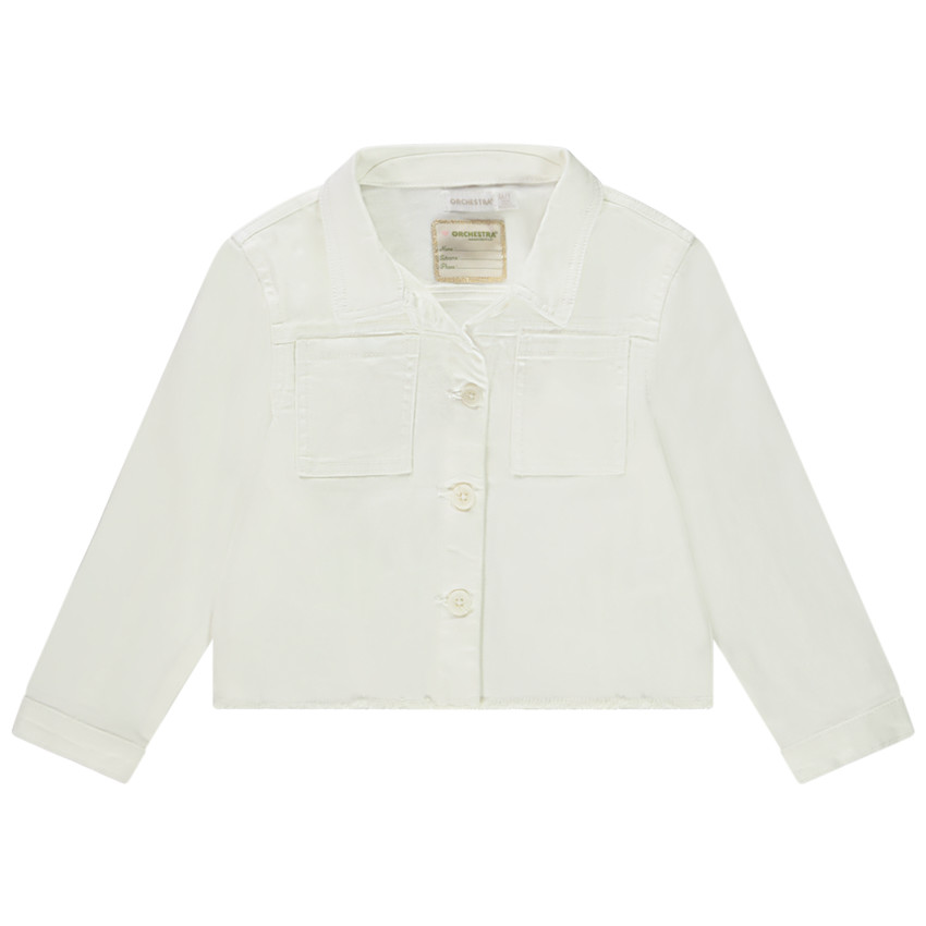 Veste en jean style worker finition raw cut pour fille 