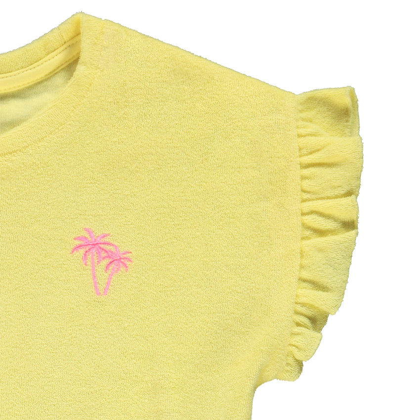 Ensemble 2 pièces uni en éponge t-shirt + short pour fille 