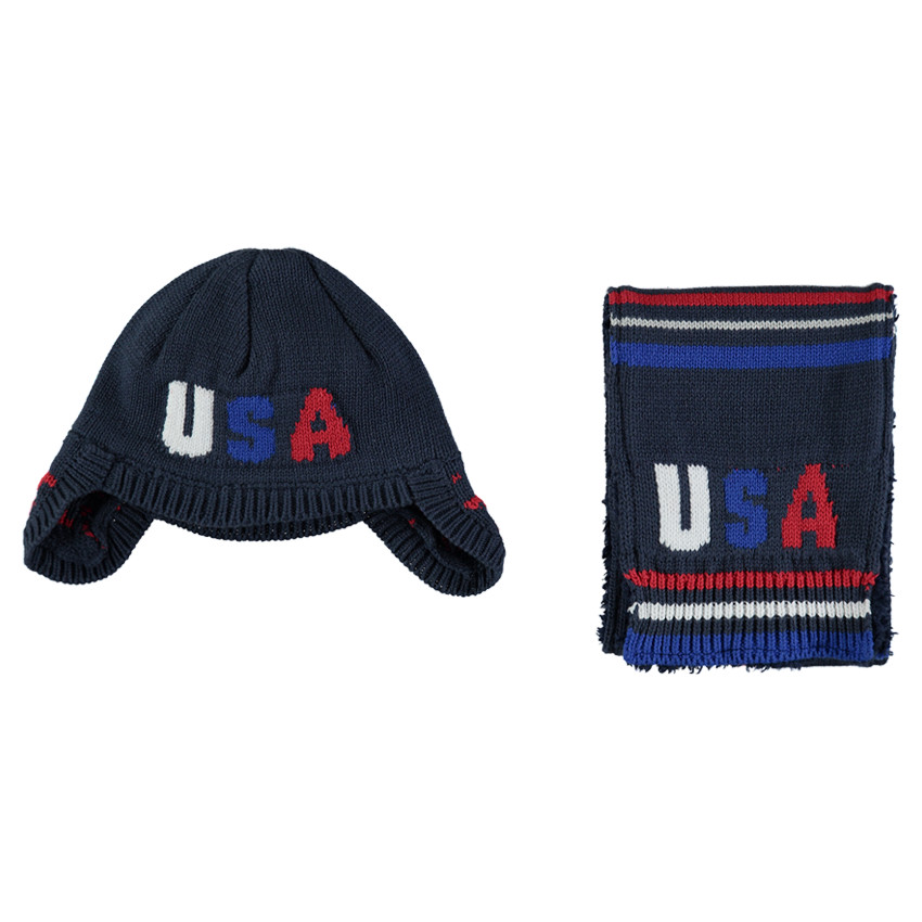 Ensemble bonnet et écharpe doublés sherpa motif jacquard 