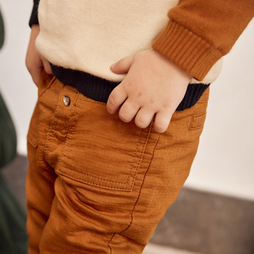 Pantalon droit en toile gaufrée pour bébé garçon 