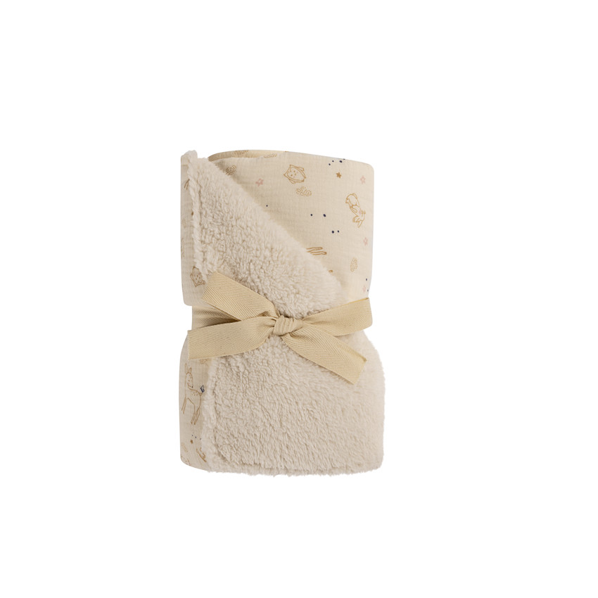 Couverture double face sherpa/gaze 80 x 110 cm Little Deer 