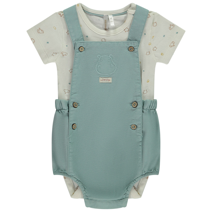 Twee-delige set met geborduurde romper voor babyjongen 