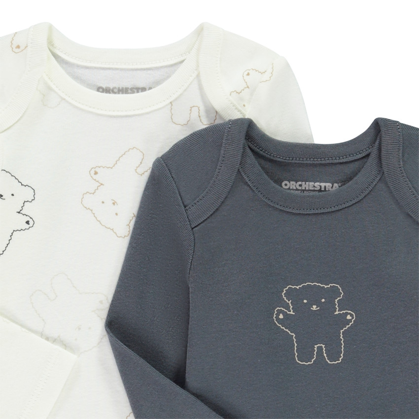Lot de 5 bodies manches longues motif oursons pour bébé 