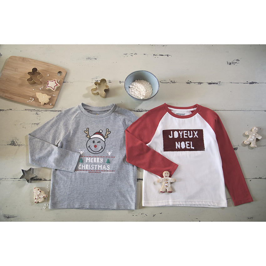 Kerstshirt met lange mouwen en magische lovertjes voor jongens 