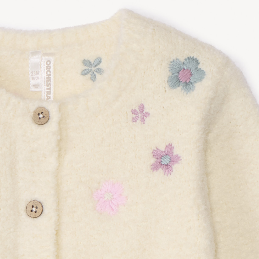 Gebreid vest met geborduurde bloemen voor meisjes 