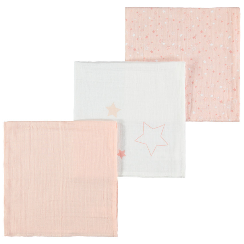 Lot de 3 langes en tétra motif étoiles 