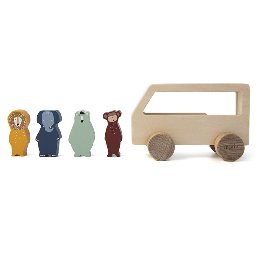 Dierenbus in hout - speelgoed 1ste leeftijd 