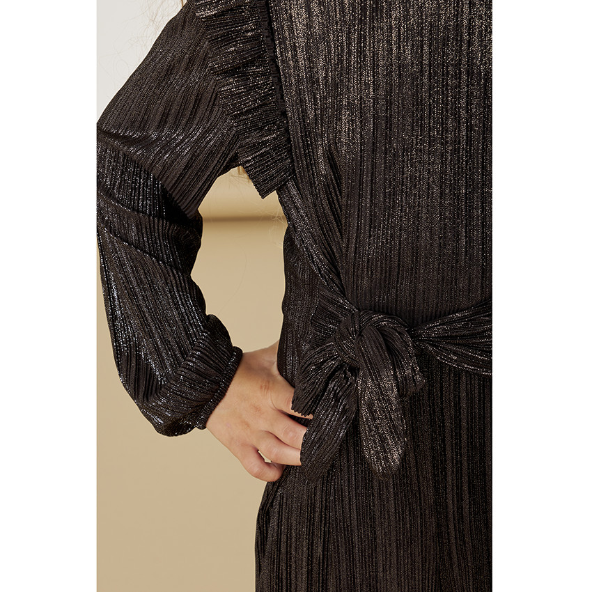 Lange feestelijke jumpsuit met iriserend effect en strikceintuur voor meisjes 