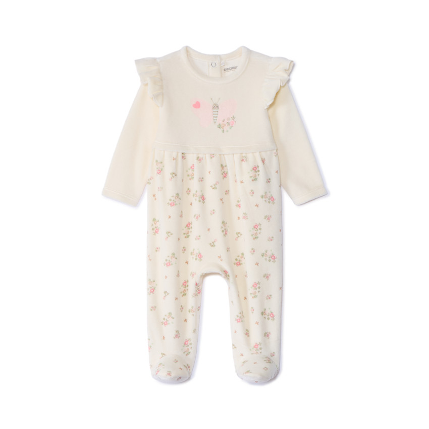 Pyjama met 2-in-1 effect in fluweel met bloemenprint voor meisjes 