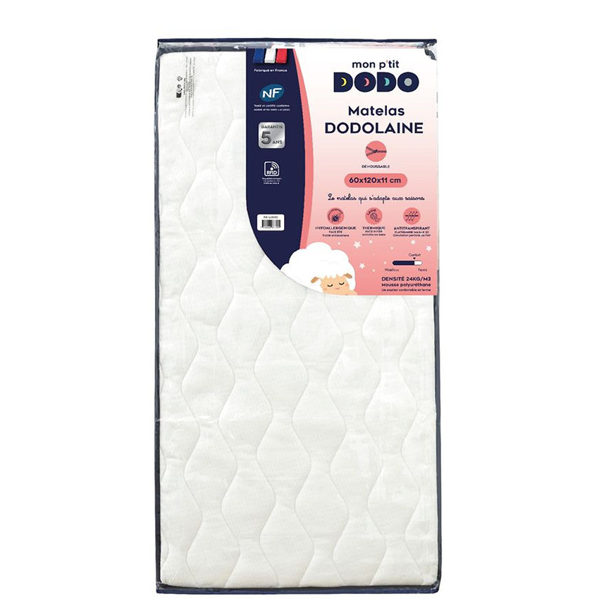 Matras Dodolaine 60x120cm Zomer kant/Winter kant Wit Anthraciet 