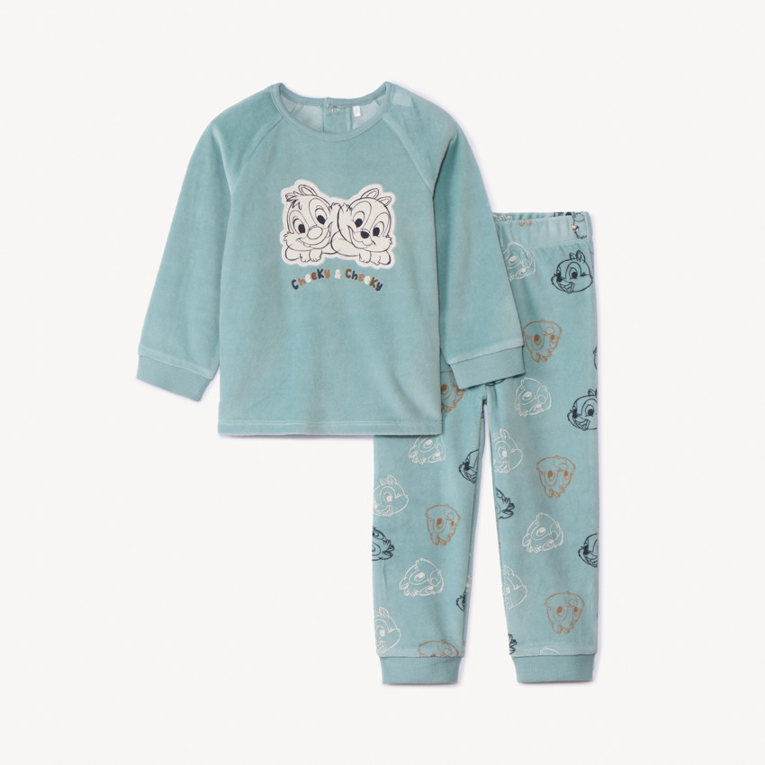 Fluwelen pyjama Tic & Tac Disney voor baby jongen met verschillende afwerkingen afhankelijk van de leeftijd 