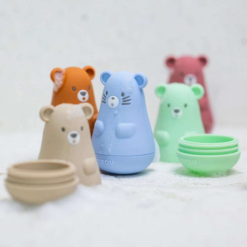 Badpseelgoed - set van 3 - Silicon - Karamel/Blauw/Mint 