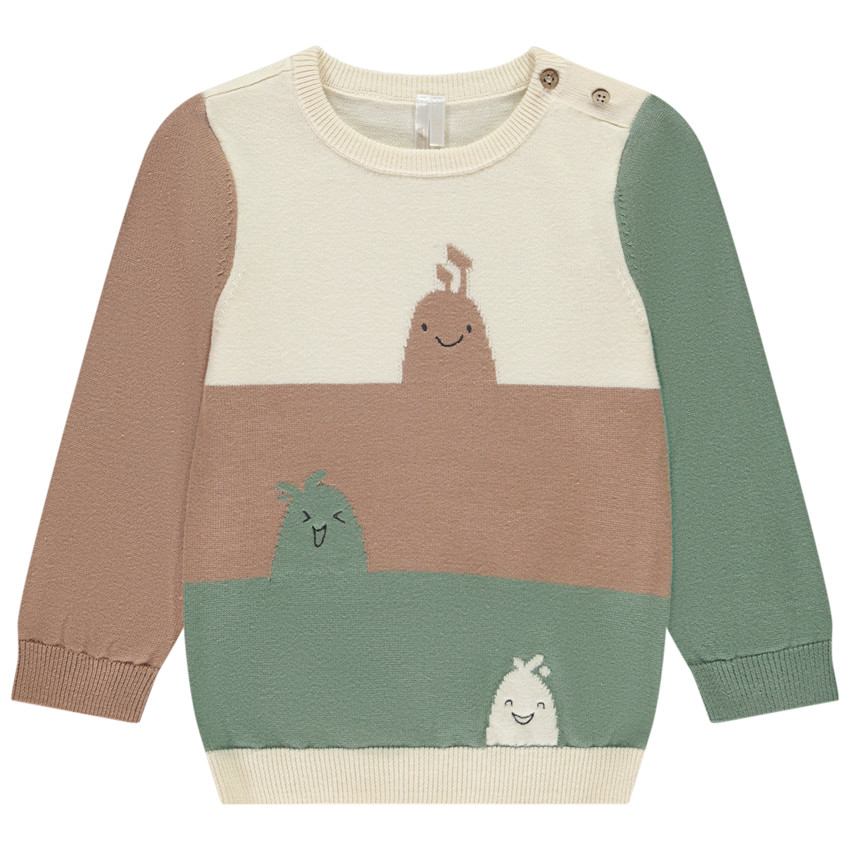 Trui in jacquard met meerdere kleuren voor baby jongen 