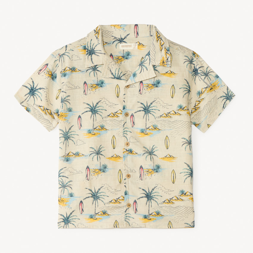 Korte mouw tropisch bedrukte shirt jongens 