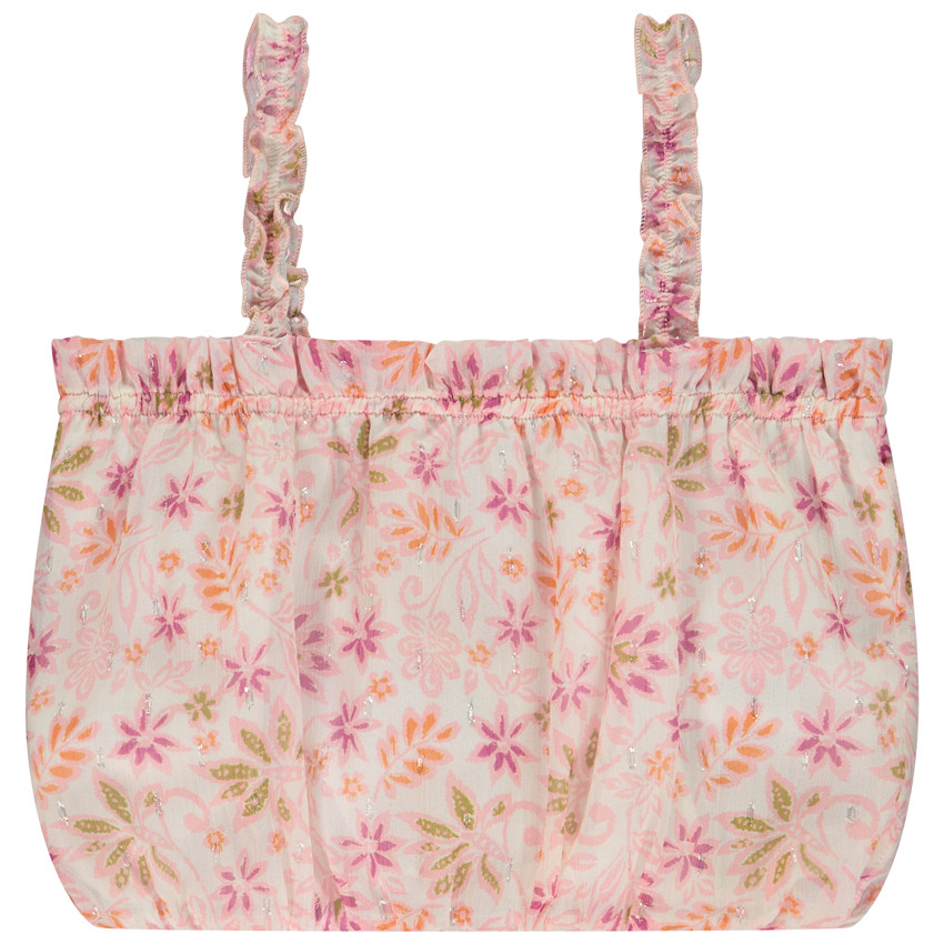 Bloemmotief crop top met bolleffect voor meisjes 