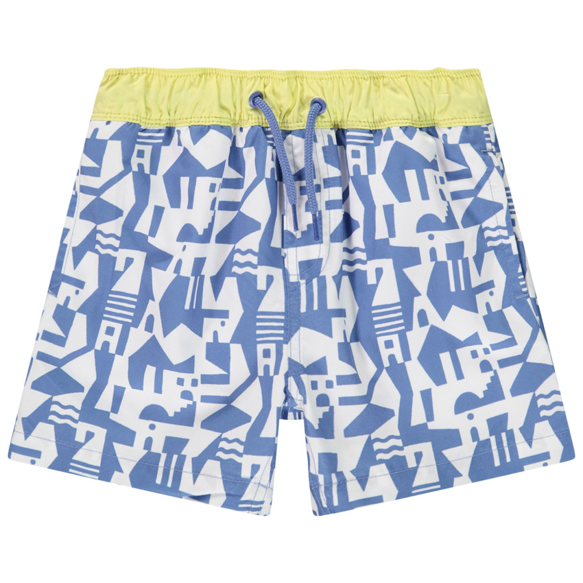 Short de bain imprimé abstrait pour garçon 