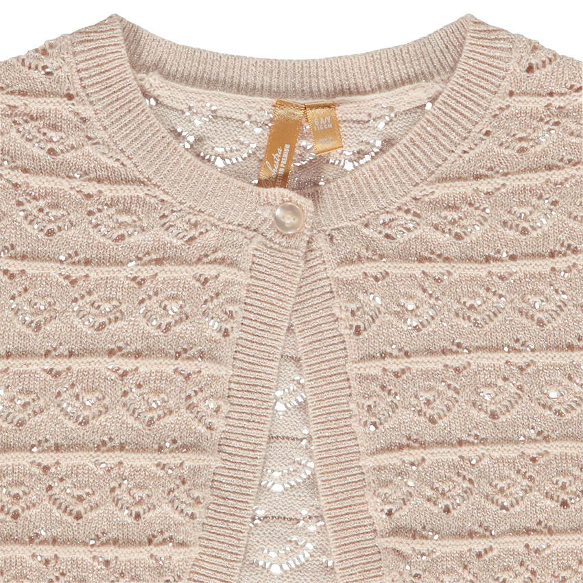 Bolero vest in opengewerkt breiwerk en glanzend voor meisjes 