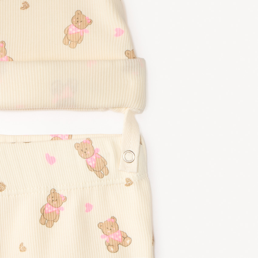Set van korte pyjama 2 delen t-shirt + short met berenmotieven voor meisjes (verschillende afwerkingen afhankelijk van de leeftijd) 