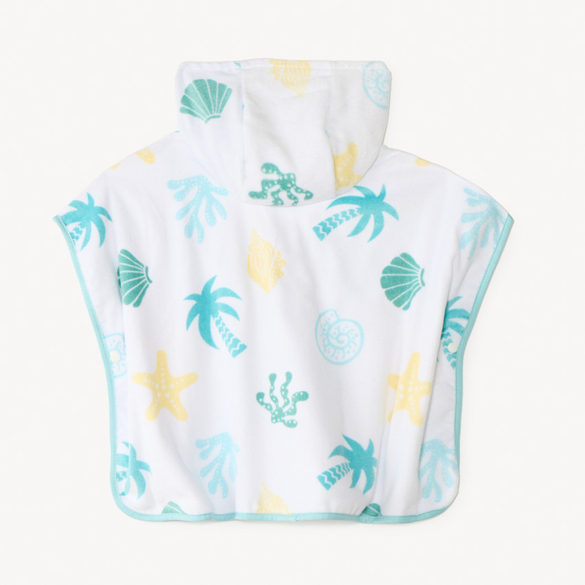 Cape de bain à capuche imprimé fantaisie coquillages et palmiers pour bébé garçon 