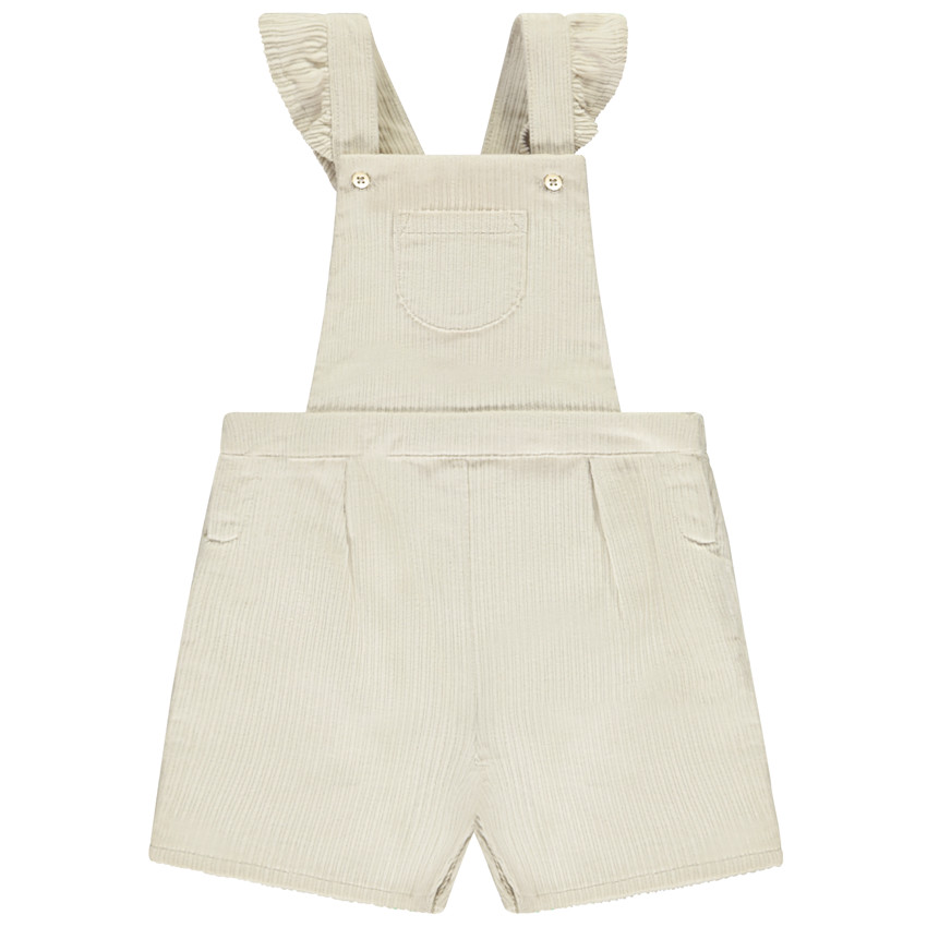 Salopette courte uni en velours pour bébé fille 