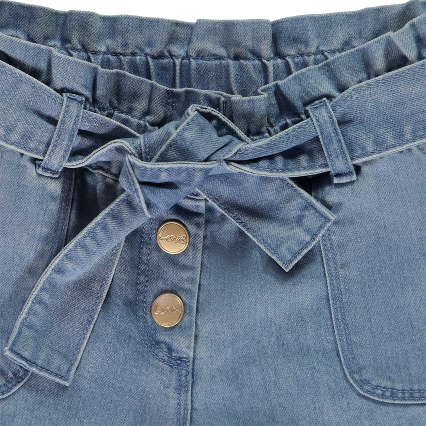 Short paperbag en jean avec ceinture pour fille 