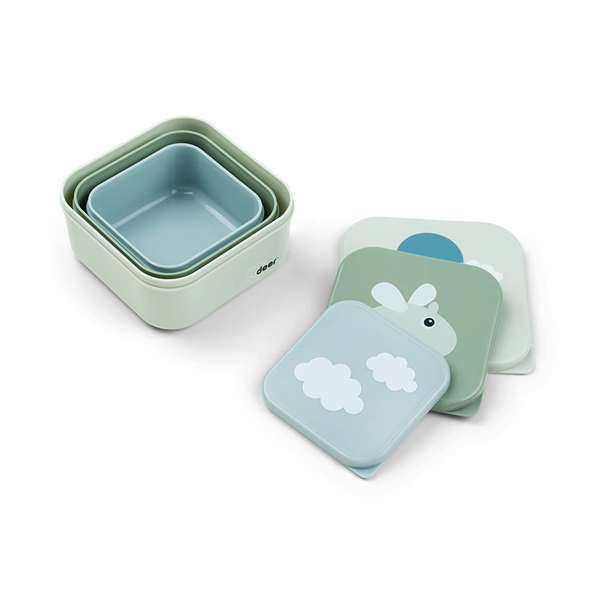 Snack-Lunchbox 3 stuks - Happy Clouds Groen 