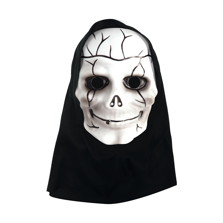 Masque de déguisement squelette avec cagoule noire 