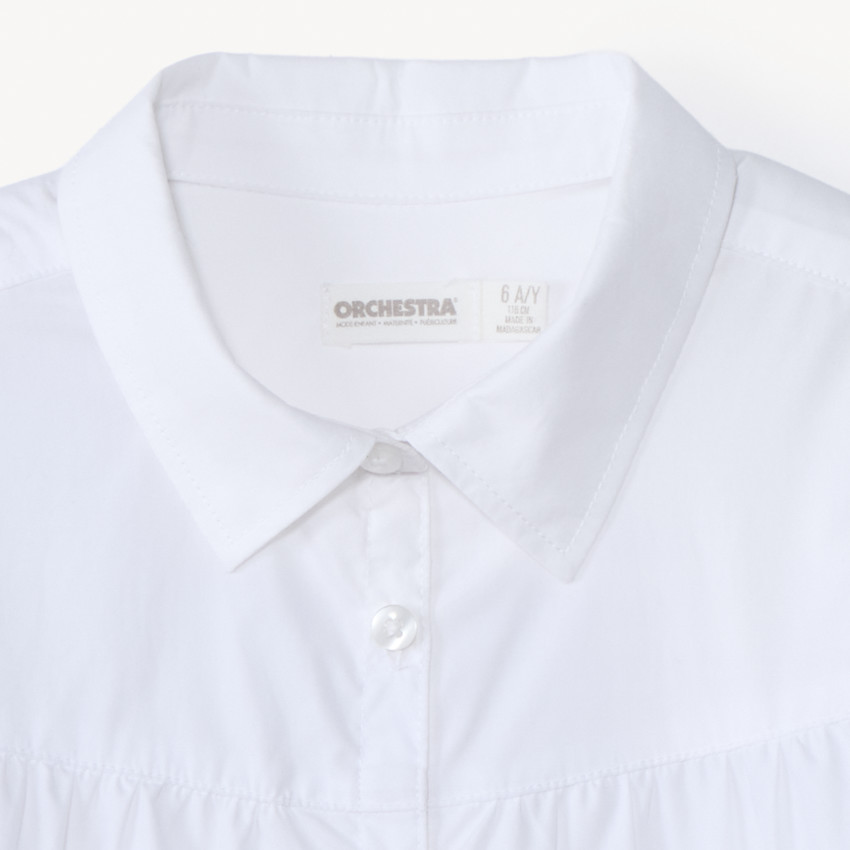 Chemise manches longues en popeline uni pour fille 