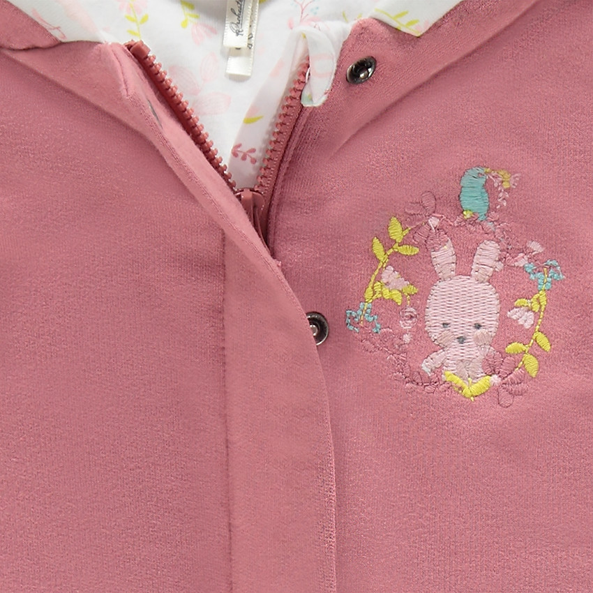 Combi-pilote nid d'ange en molleton avec lapin brodé 