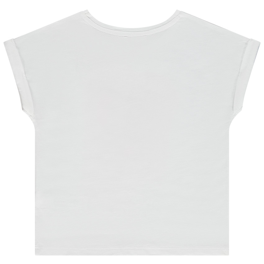 T-shirt met korte mouwen, geborduurd en glanzend hartpatroon voor meisjes 