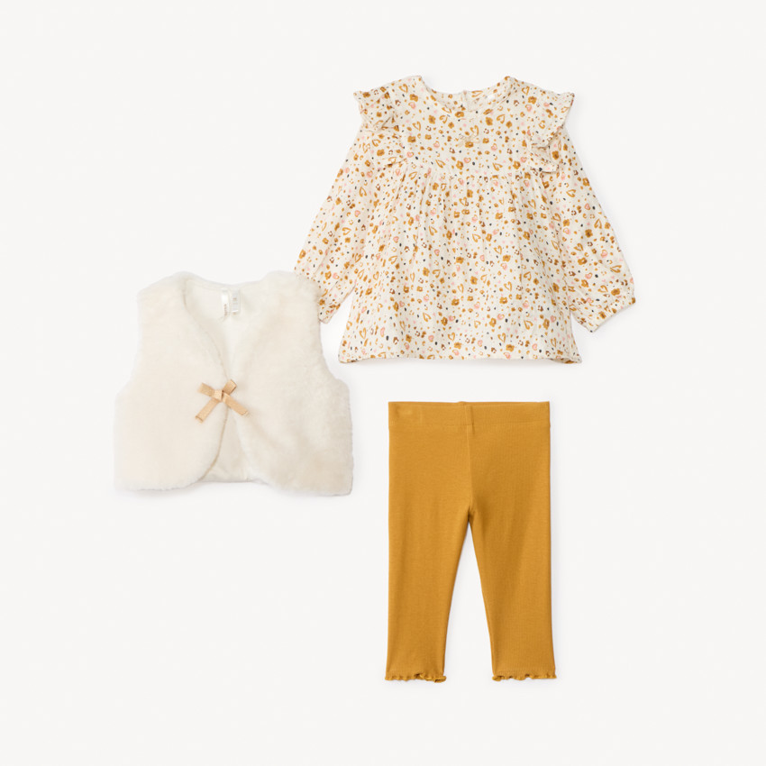 Ensemble 3 pièces avec tunique léopard pour bébé fille 