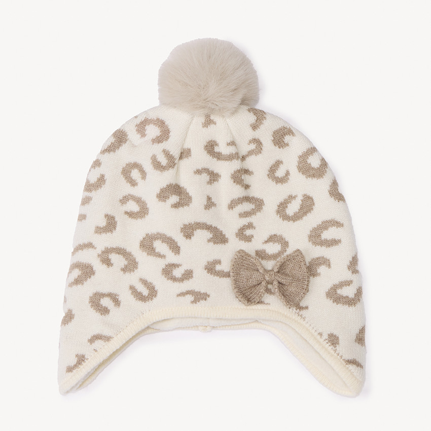 Peruaanse gebreide beanie met leopardenpatroon voor babymeisjes 