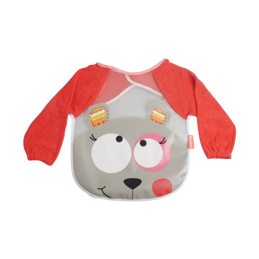 Bavoir manches longues – Ours/rose 
