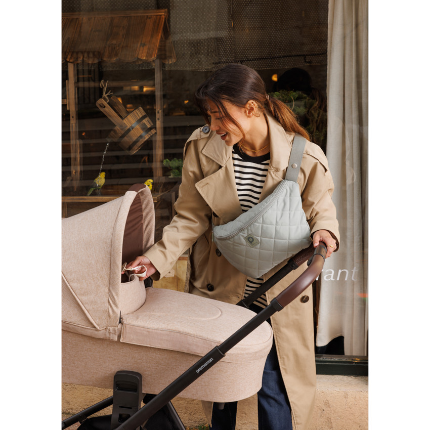 Sac banane à langer avec tapis matelassé Stockholm vert 