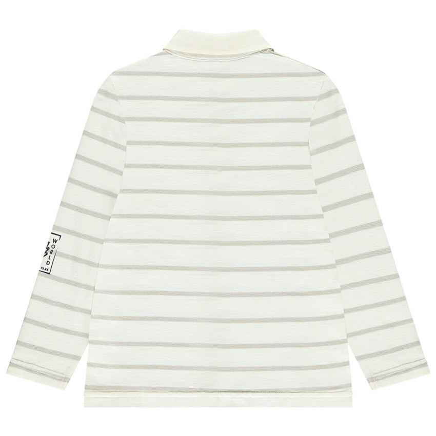 Polo manches longues rayé à prints pour garçon 