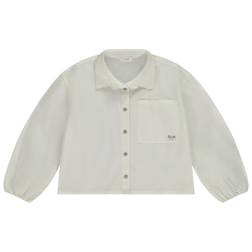 Chemise courte à manches longues bouffantes pour fille 