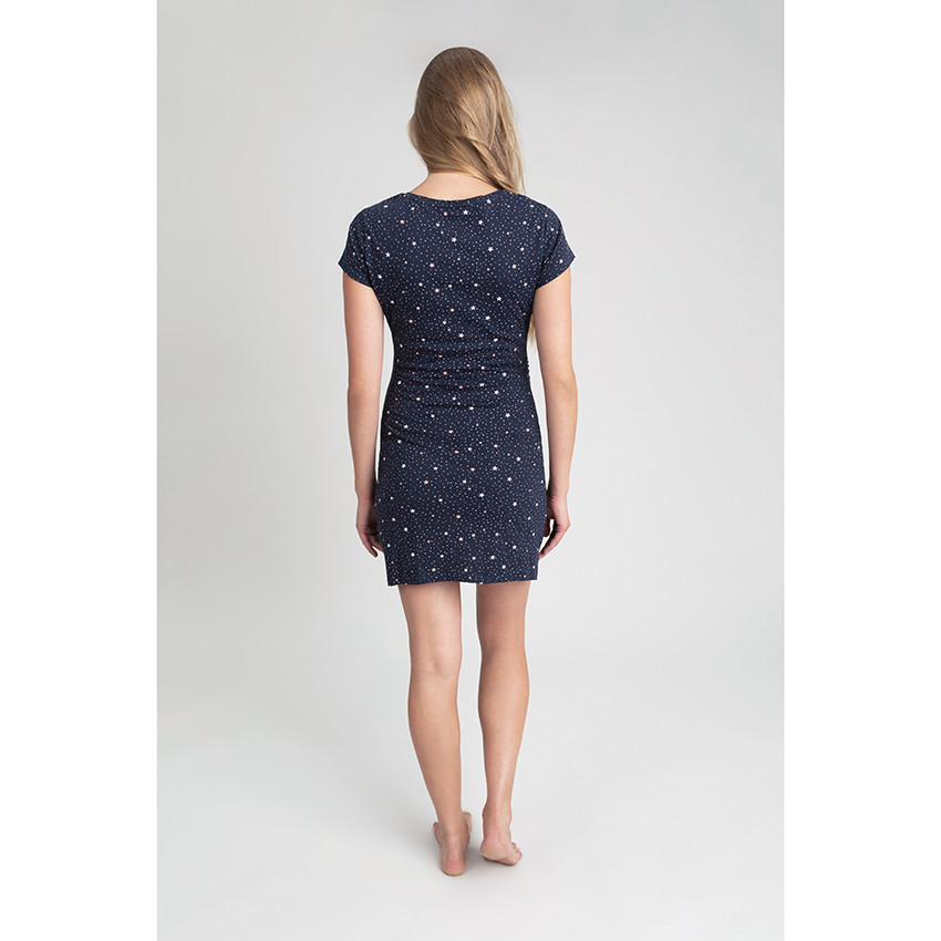 Chemise de nuit de grossesse et d'allaitement imprimée étoiles all-over 