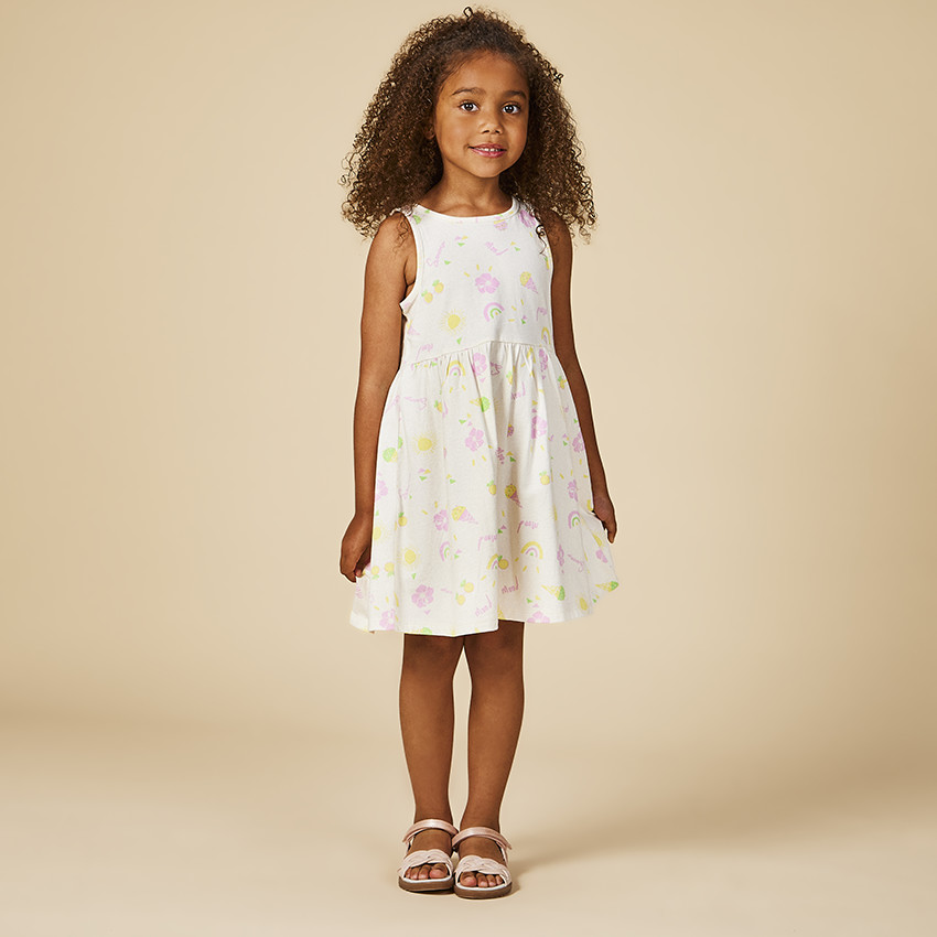 Robe sans manches imprimé fantaisie pour fille 