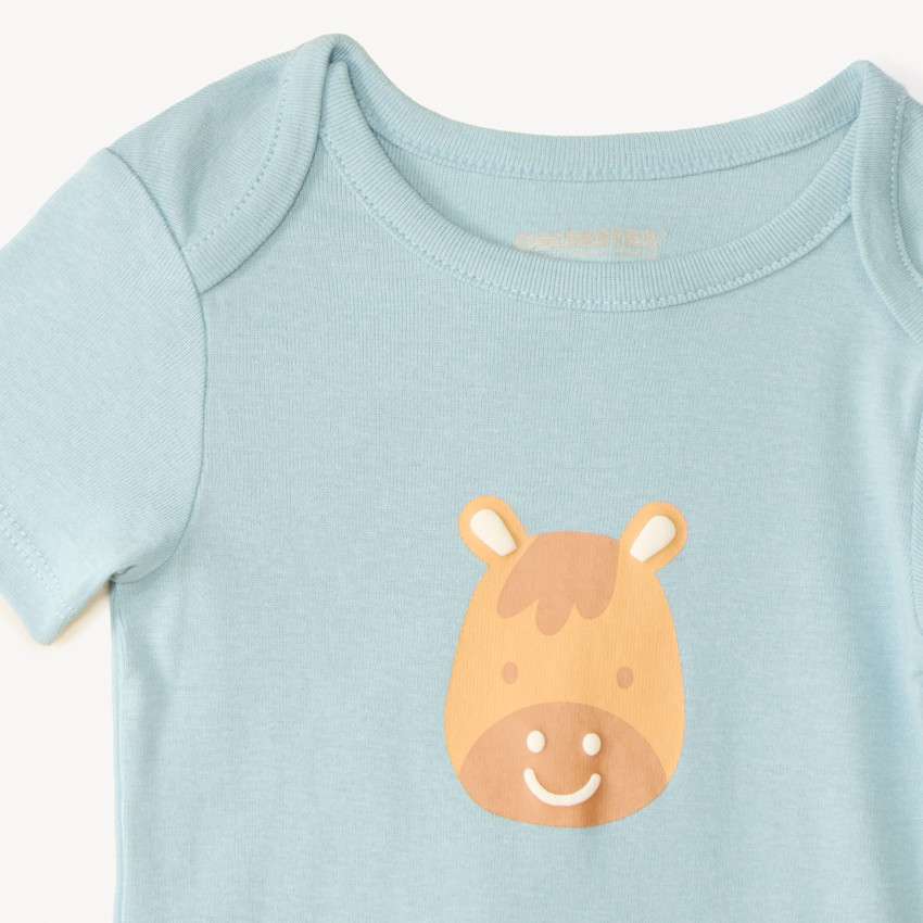Set van 5 korte mouw rompers met een klein paardenontwerp voor babyjongen 