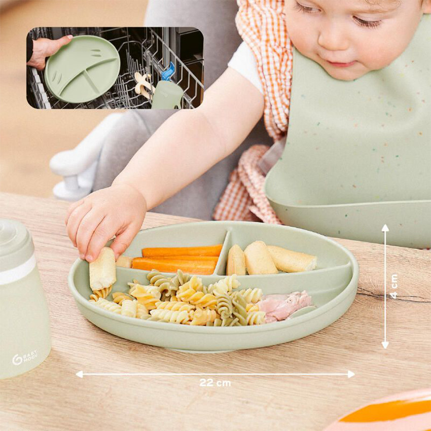 Assiette compartiments anti-dérapante Vert  